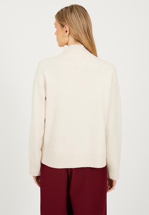 Brave Soul - Crew Neck Cardi - Ivory/Wine Bow