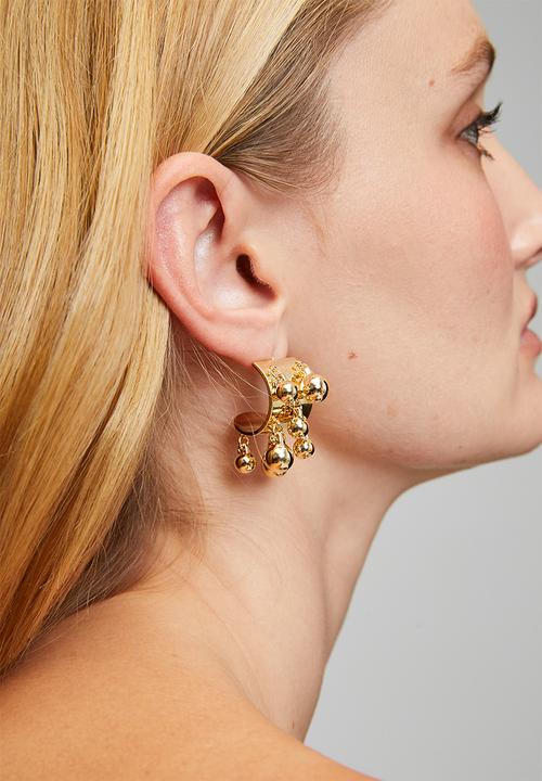 Tessa Design - Delaney Metal Bead Cluster Pin Earrings - Gold