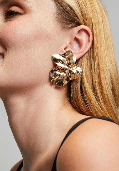 Tessa Design - Denali Abstract Leaf Pin Earrings - Gold