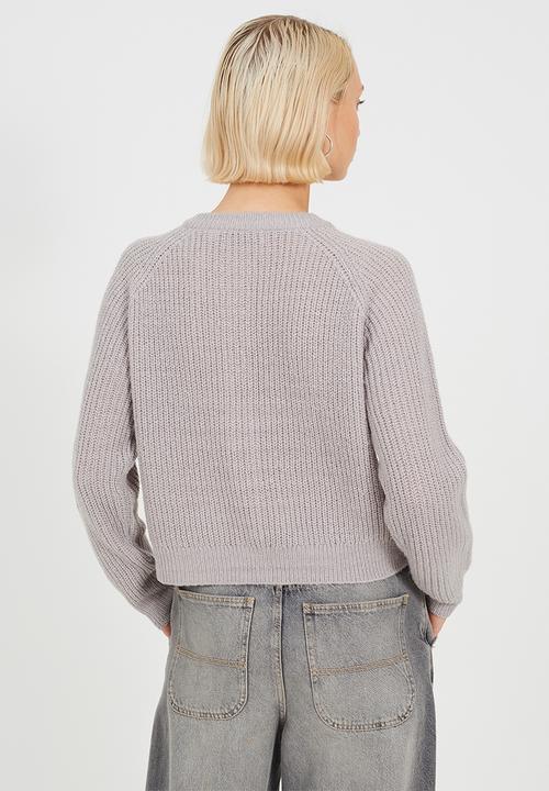 Brave Soul - Crew Neck StripeCardi - Grey