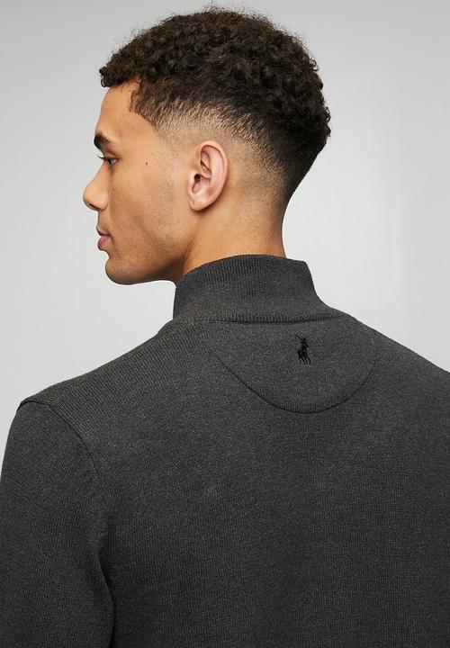 POLO - Torres 3 Button Funnel Neck Knitwear - Charcoal Melange