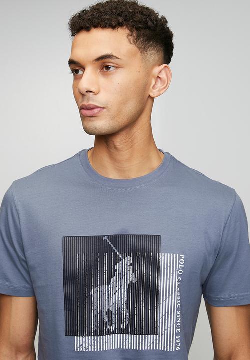 POLO - Issa Block Printed Short sleeve Tee - Blue