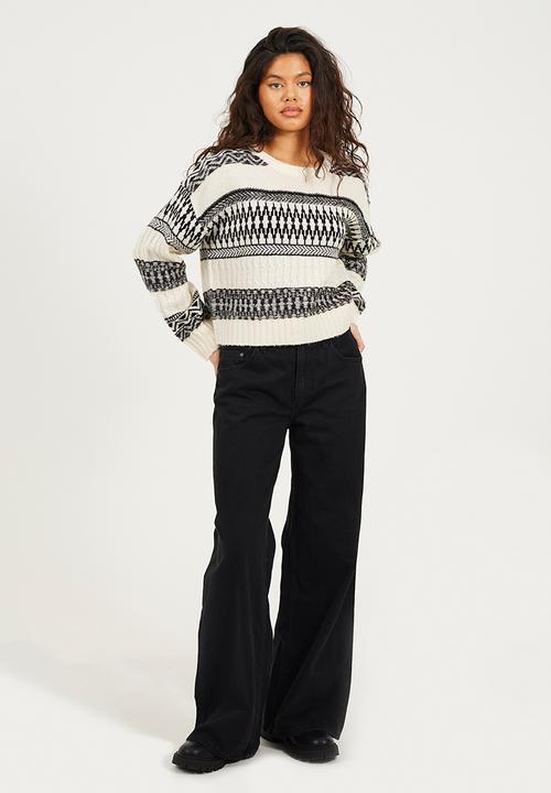 Brave Soul - Oversized Jumper - Cream/Black