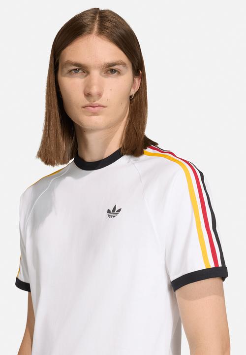 adidas Originals - 3-Stripes Tee - Cloud White/collegiate gold/power red