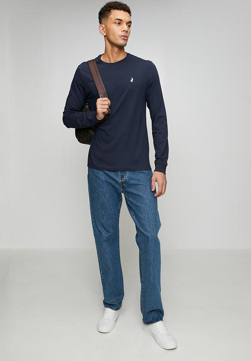 POLO - Paul Essential Badge Long sleeve Tee - Navy