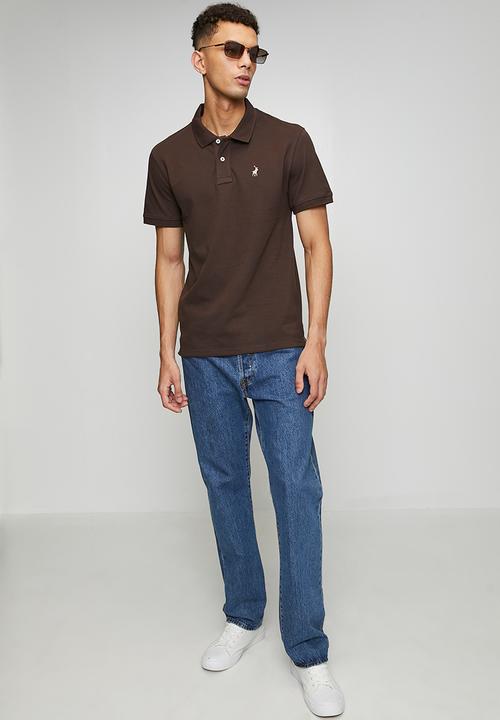 POLO - Carter Essential Pique Short sleeve Golfer - Chocolate