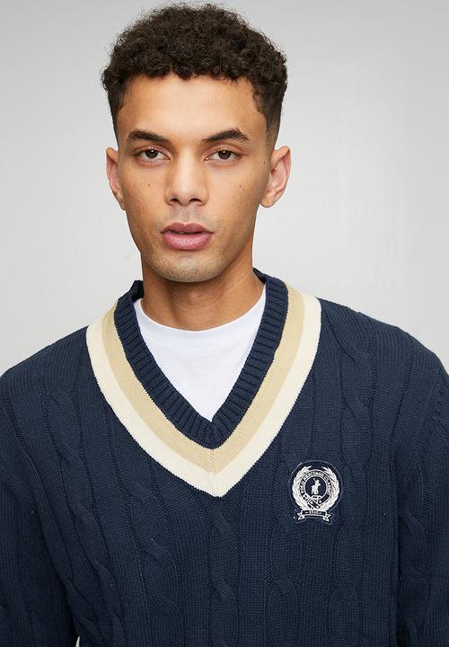 POLO - Kan Cable Long sleeve Knitwear - Navy
