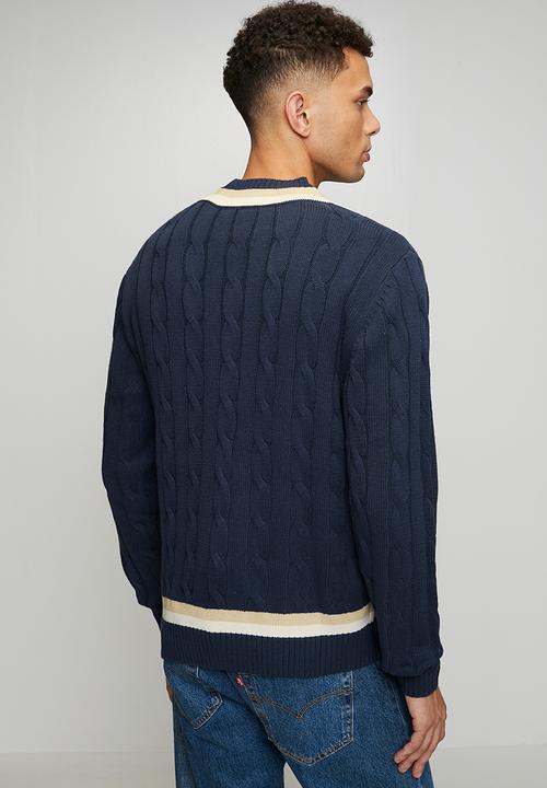 POLO - Kan Cable Long sleeve Knitwear - Navy
