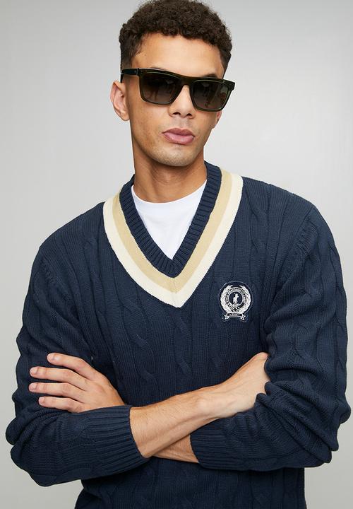 POLO - Kan Cable Long sleeve Knitwear - Navy