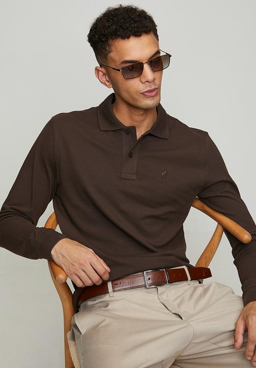 POLO - Carter Essential Pique Long sleeve Golfer - Brown