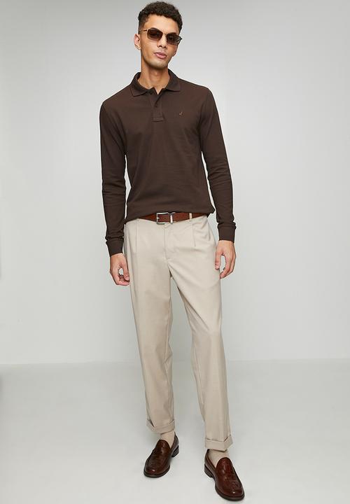 POLO - Carter Essential Pique Long sleeve Golfer - Brown