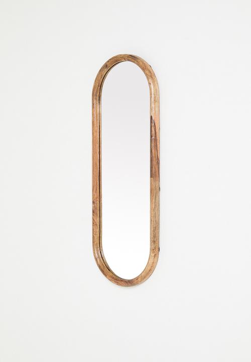 H&S - Oval mango wood mirror - Natural