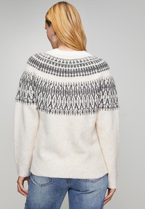 MANDI - Long Sleeve Crew Neck Raglan Shape Knitwear Jersey - Beige