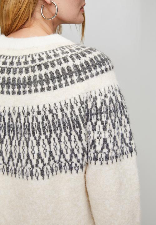 MANDI - Long Sleeve Crew Neck Raglan Shape Knitwear Jersey - Beige