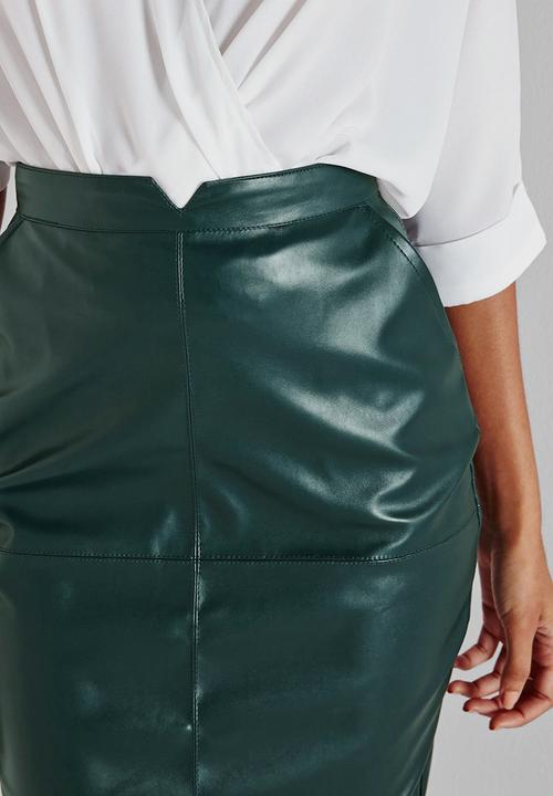 Missguided - Back Split Faux Leather Midi Skirt