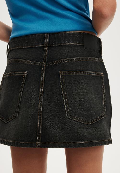 Cotton On - Original denim mini skirt - undone black