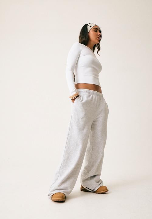 Factorie - Classic Wide Leg Trackpant - Silver Marle