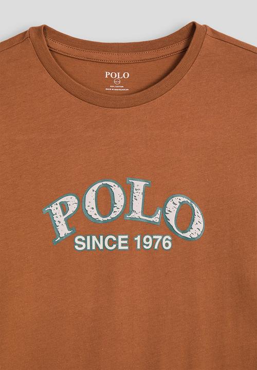 POLO - Boys keith puff print ls tee - clay