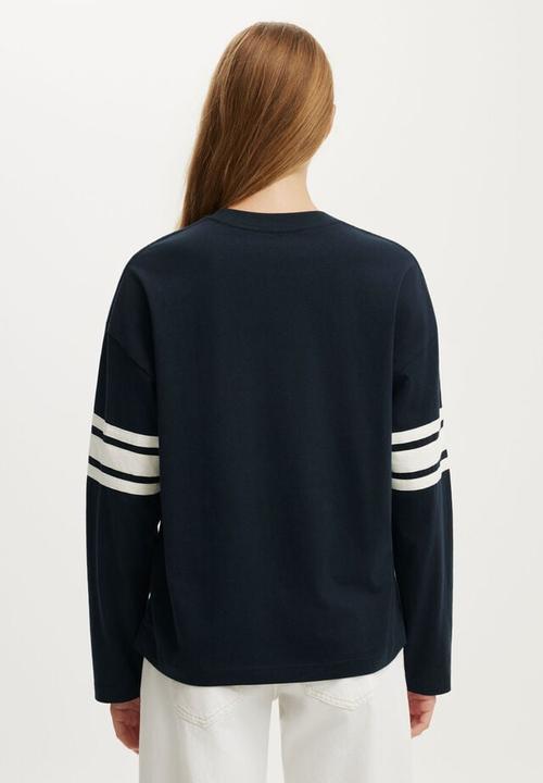 Cotton On - Long sleeve oversized graphic tee - ink navy
