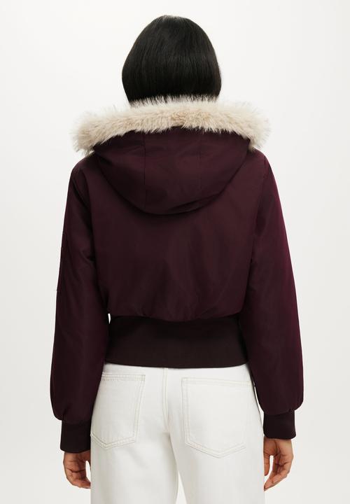 Cotton On - Remi hooded bomber jacket - noble plum