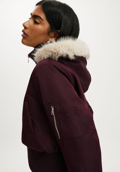 Cotton On - Remi hooded bomber jacket - noble plum