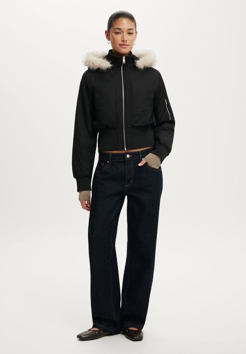 Cotton On - Remi hooded bomber jacket - black