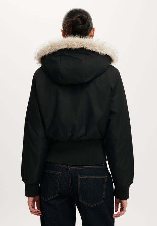 Cotton On - Remi hooded bomber jacket - black