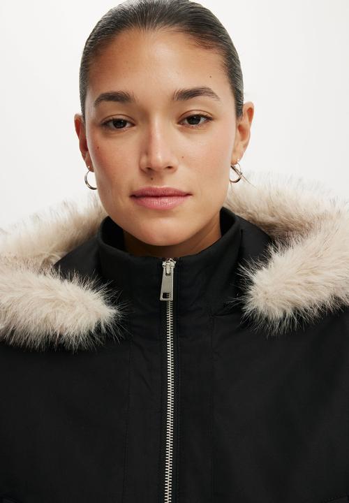 Cotton On - Remi hooded bomber jacket - black