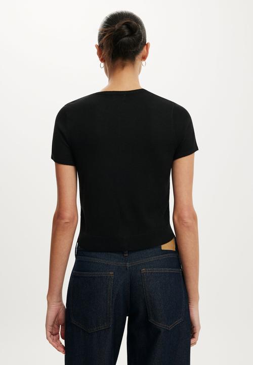 Cotton On - Cap sleeve crew cardi - black