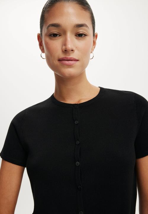 Cotton On - Cap sleeve crew cardi - black
