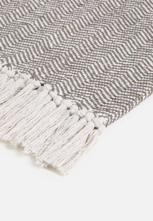 Sixth Floor - Chevron Cotton Throw  Olive