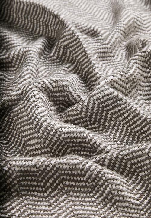 Sixth Floor - Chevron Cotton Throw  Olive