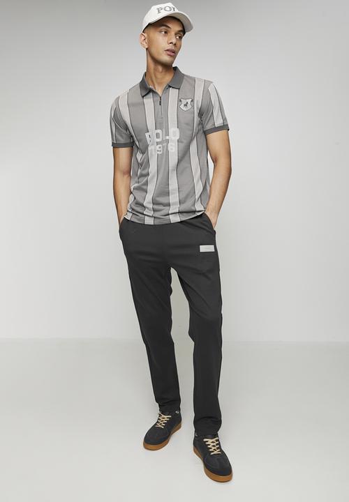 POLO - Mabaso Sport Ss Striped Golfer - Grey