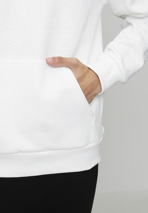 POLO - Thando Sport Ls Aop Fleece Hoodie - White