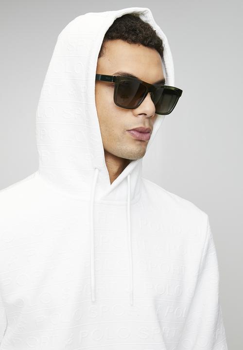 POLO - Thando Sport Ls Aop Fleece Hoodie - White
