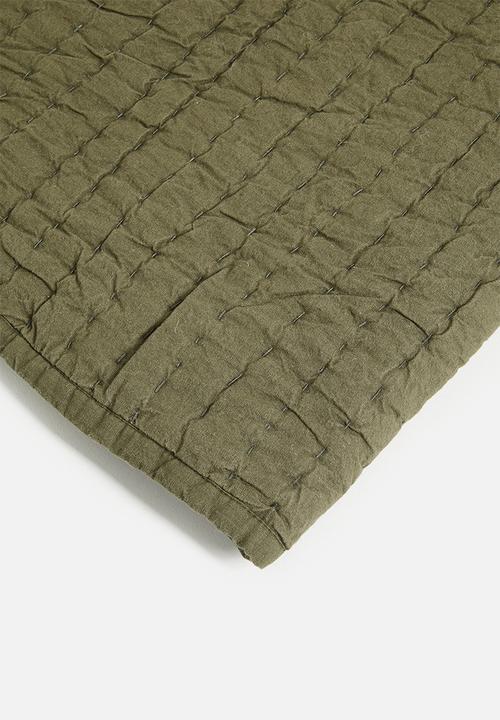 Sixth Floor - Handstitched Washed cotton Quilt Olive