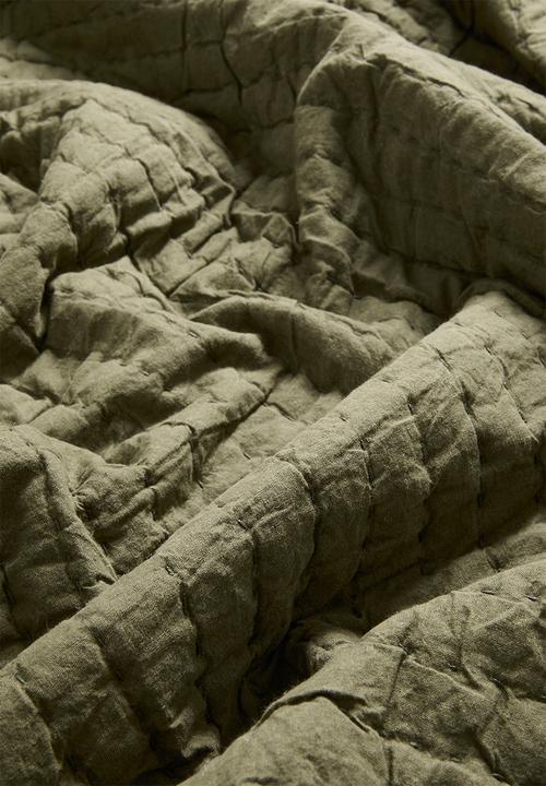 Sixth Floor - Handstitched Washed cotton Quilt Olive