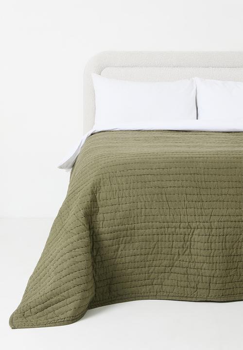Sixth Floor - Handstitched Washed cotton Quilt Olive