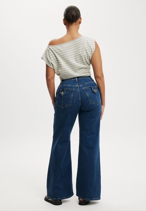 Curvy stretch wide jean - gemini blue pocket