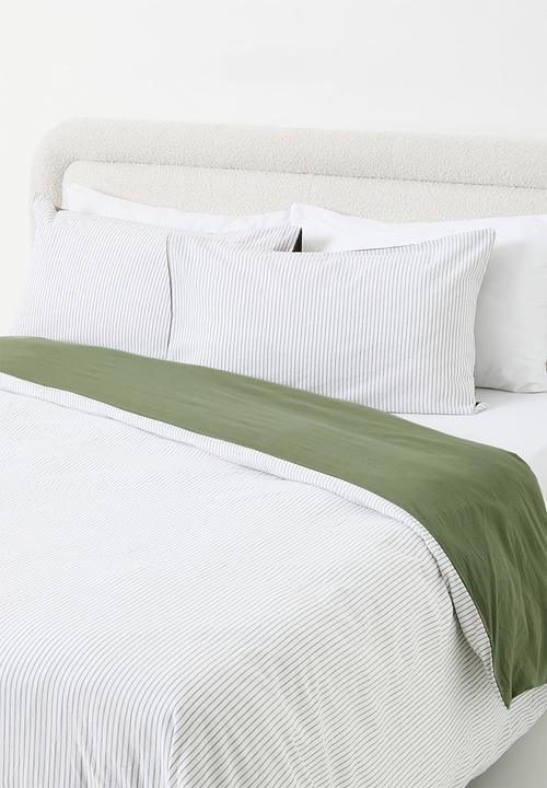 Sixth Floor - Cotton Yarndye Stripe Duvet Cover Set Olive