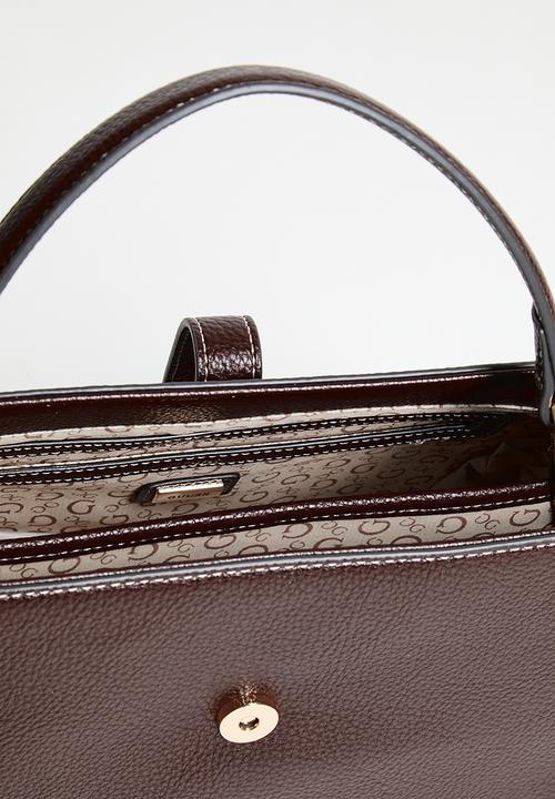 GUESS - Rudie satchel bag - dark walnut