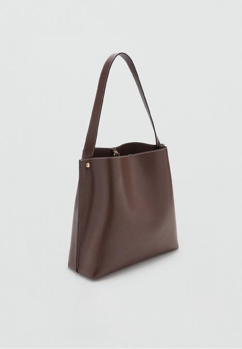 MANGO - Dots shoulder bag - brown