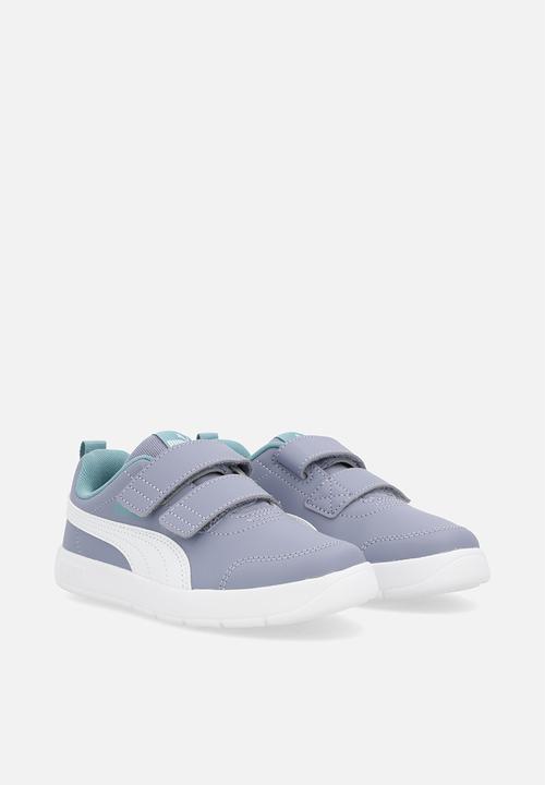 PUMA - Courtflex V3 V Ps - Grey Sky-Puma White-Baltic Sea Blue