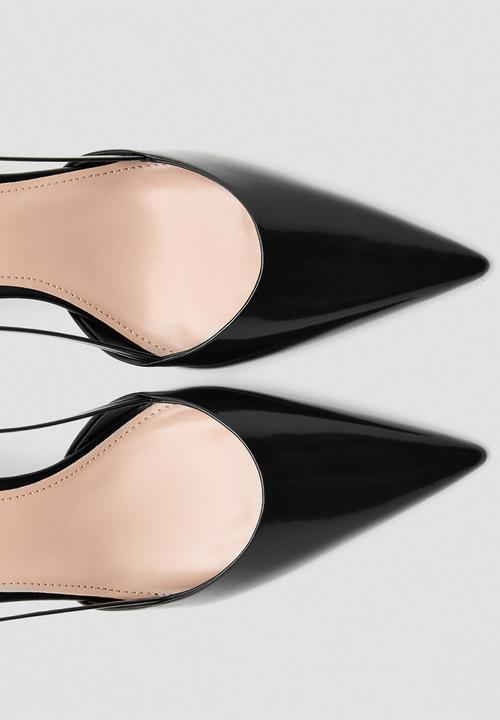 MANGO - Giro leather stiletto slingback heel - black