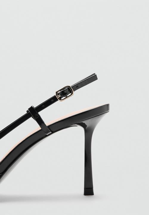 MANGO - Giro leather stiletto slingback heel - black