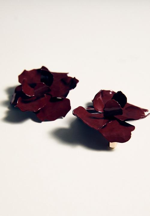 MANGO - Edurne earrings - dark red