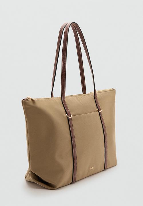 MANGO - Cobalt tote bag - light beige