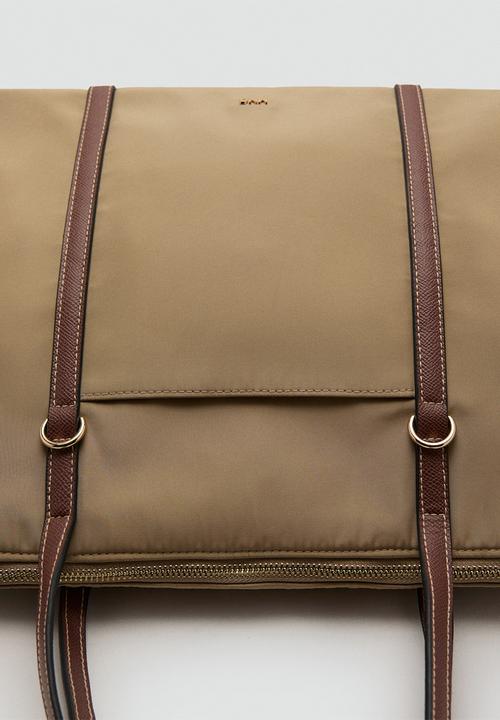 MANGO - Cobalt tote bag - light beige