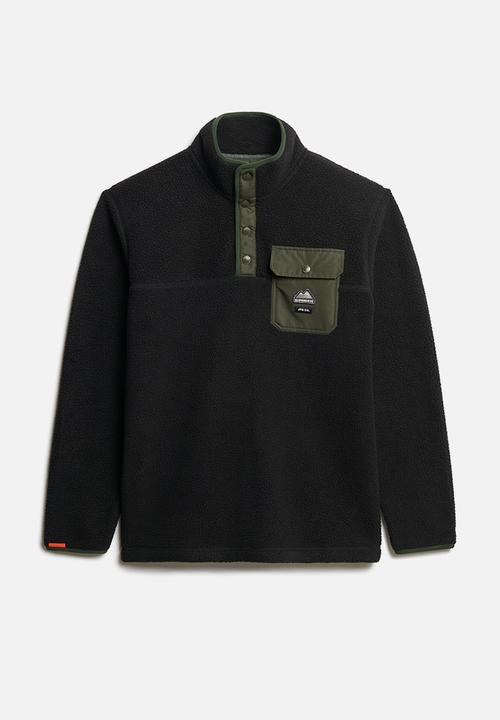 Superdry. - Fuji Fleece Henley - Black