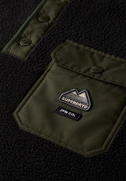 Superdry. - Fuji Fleece Henley - Black